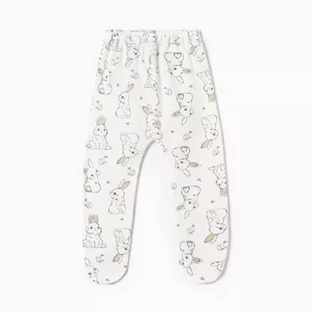 Ползунки детские, цвет белый/зайчики, рост 74