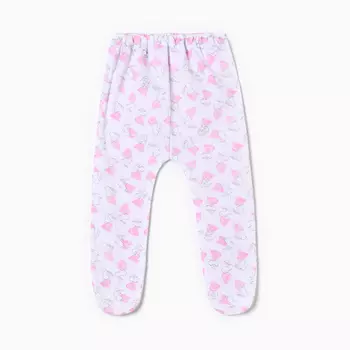 Ползунки детские, цвет белый/зайки, рост 80