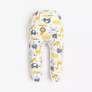 Ползунки детские, цвет белый/звери, рост 80 см