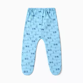 Ползунки детские, цвет голубой/енот, рост 62 см