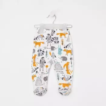 Ползунки детские, цвет молочный/животные, рост 68 см
