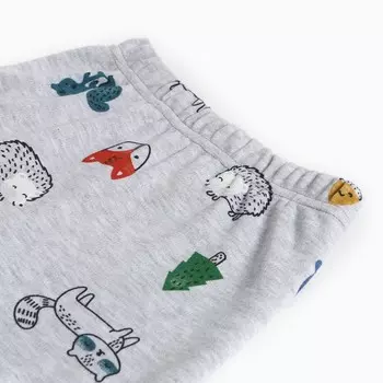 Ползунки детские, цвет серый/зверьки, рост 80 см