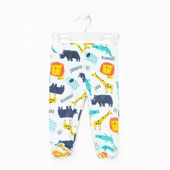Ползунки детские, цвет светло-голубой/животные, рост 62 см