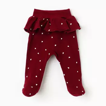 Ползунки детские "Мишка", цвет бордовый, рост 56