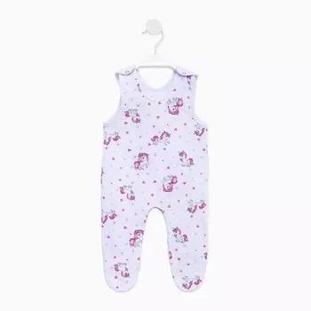 Ползунки длинные детские, цвет белый/розовый, рост 62 см