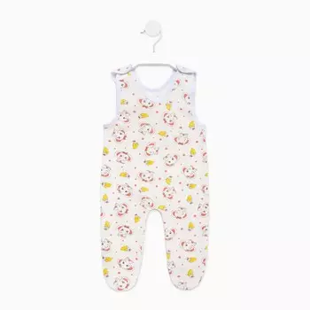 Ползунки длинные детские, цвет белый/слонёнок, рост 68 см