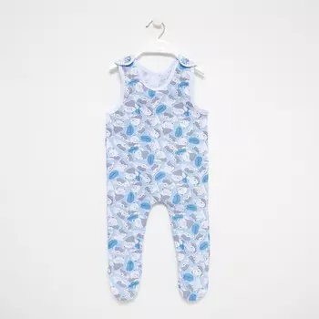 Ползунки длинные детские, цвет голубой/мишки, рост 68 см