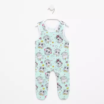 Ползунки длинные детские, цвет мята, рост 56 см