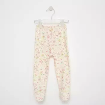 Ползунки для девочки, цвет экрю/цветы, рост 62 см