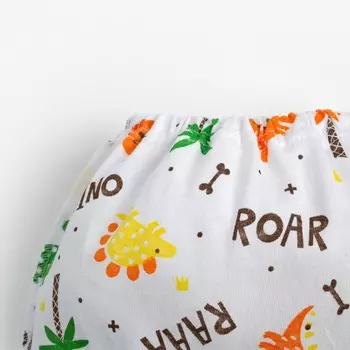 Ползунки для мальчика, цвет белый/дино, рост 74 см