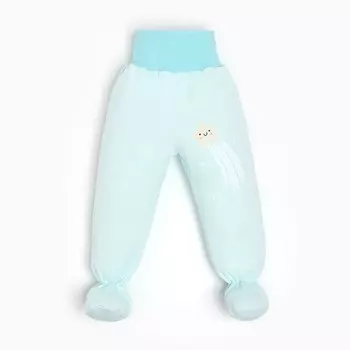 Ползунки для мальчика, цвет голубой/месяц, рост 50-56 см