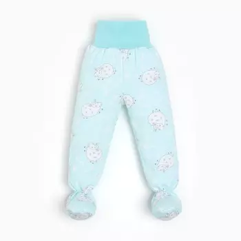 Ползунки для мальчика, цвет голубой/овечки, рост 68-74 см