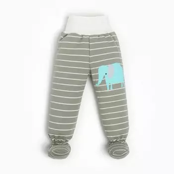 Ползунки для мальчика, цвет серый/полоска, рост 56-62 см
