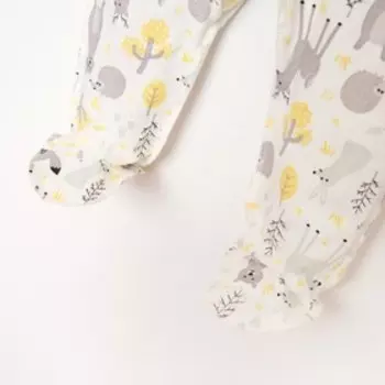 Ползунки "Евро", цвет молочный/звери, рост 62 см