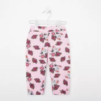 Ползунки (Штанишки) детские цвет розовый/кошечки, рост 86 см