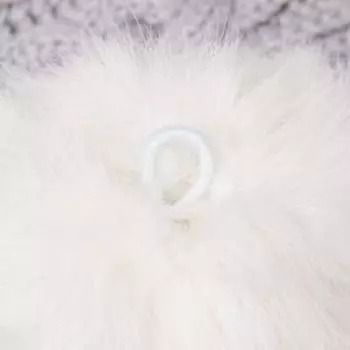 Помпон из натурального меха зайца, размер 1 шт: 10 см, цвет белый