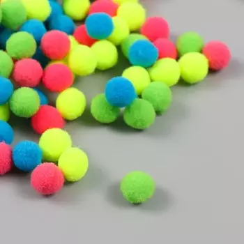 Помпоны, 10 мм, 100 шт/упак, 100% полиэстер, 5 цветов в ассортименте по 20 шт