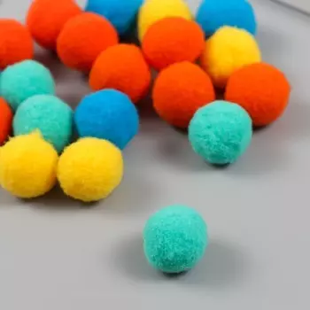 Помпоны, 20 мм, 20 шт/упак, 100% полиэстер, ассорти №1