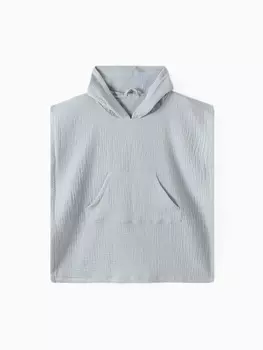 Пончо детское муслиновое LoveLifе, 5670 см, хлопок 100%, серо-голубое