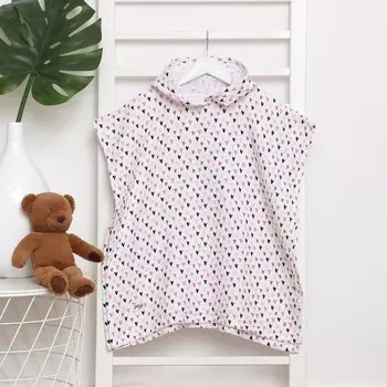 Полотенце - пончо детское муслиновое LoveLife «Сердечки», хлопок 100%