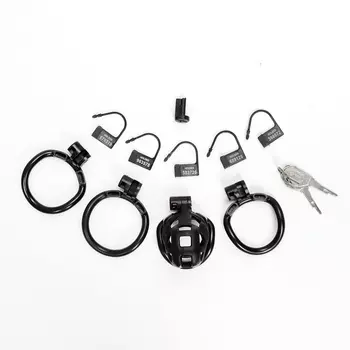 Пояс верности для мужчин софт-пластик, 7235 мм, 3 кольца, замок, черный