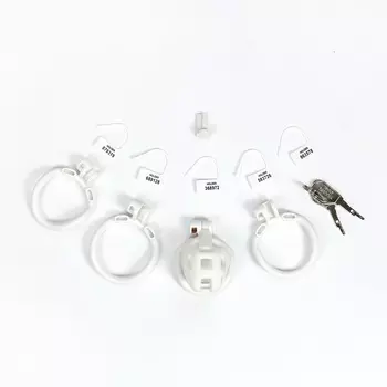 Пояс верности для мужчин софт-пластик, 6535 мм, 3 кольца, замок, ключ, белый