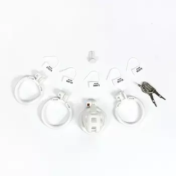 Пояс верности для мужчин софт-пластик, 7235 мм, 3 кольца, замок, ключ, белый