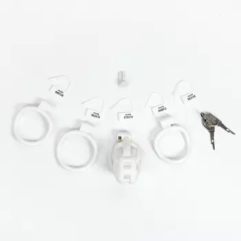 Пояс верности для мужчин софт-пластик, 9035 мм, 3 кольца, замок, ключ, белый