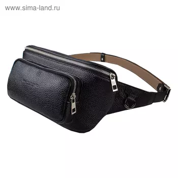 Поясная сумка, 2 отдела на молнии, регулируемый ремень, цвет черный
