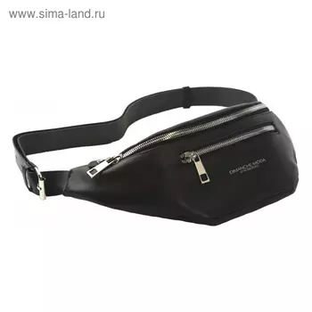 Поясная сумка, 2 отдела на молнии, регулируемый ремень, цвет черный