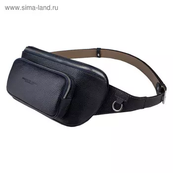 Поясная сумка, 2 отдела на молнии, регулируемый ремень, цвет синий