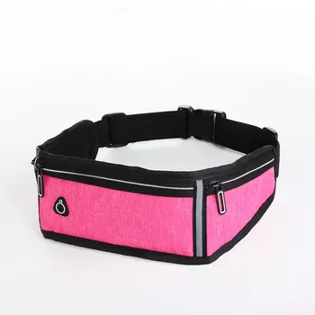 Сумка для бега, 3 отдела на молниях, светоотражающие элементы, отверстие для наушников, розовая