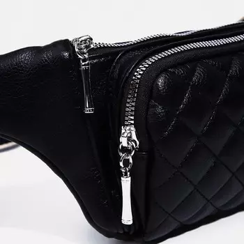 Поясная сумка на молнии, наружный карман, цвет чёрный