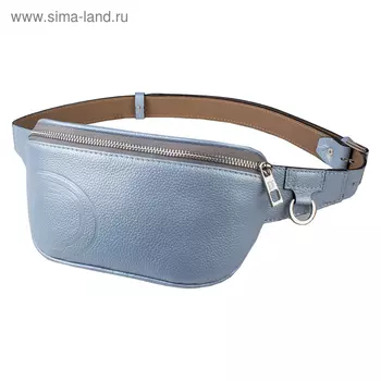 Поясная сумка, отдел на молнии, регулируемый ремень, цвет голубой - перламутр