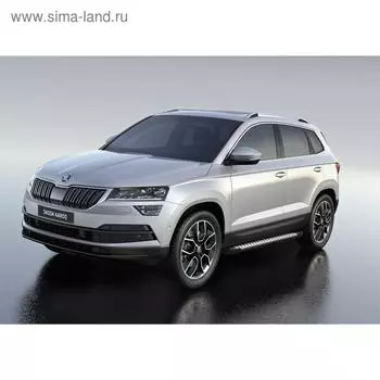 Пороги на автомобиль "Bmw-Style круг" Rival для Skoda Karoq 2020-н.в., 180 см, 2 шт., алюминий, D180AL.5103.1