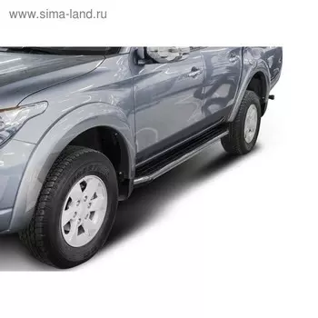 Пороги на автомобиль "Premium" Rival для Mitsubishi L200 IV 2006-2019 2018-н.в., 193 см, 2 шт., алюминий, A193ALP.4003.1