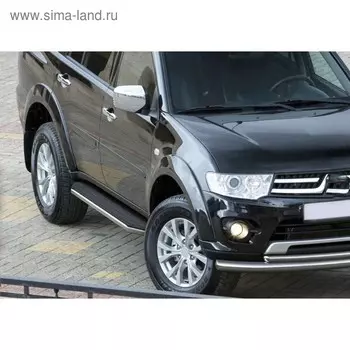 Пороги на автомобиль "Premium" Rival для Mitsubishi Pajero Sport II 2008-2016, 173 см, 2 шт., алюминий, A173ALP.4003.1