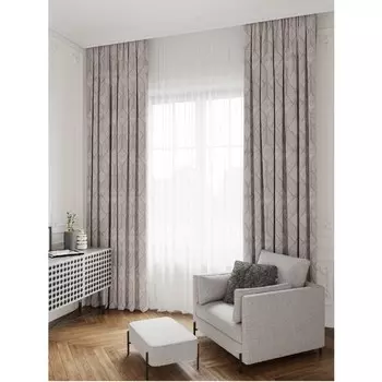 Портьера «Бурже», размер 200х270 см, велюр, цвет молочный