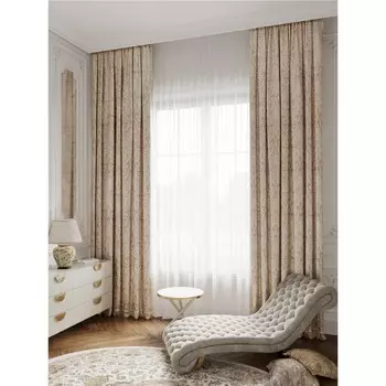 Портьера «Лион», размер 200х270 см, жаккард, цвет бежевый