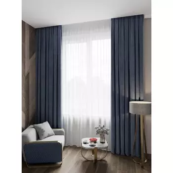 Портьера «Марсель», размер 200х270 см, велюр, цвет синий