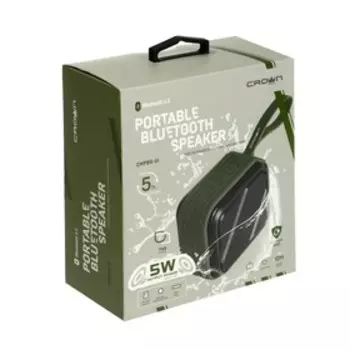 Портативная колонка CROWN CMPBS-51, 5 Вт, BT, FM, microSD, 1200 мАч, IPX7, зеленая