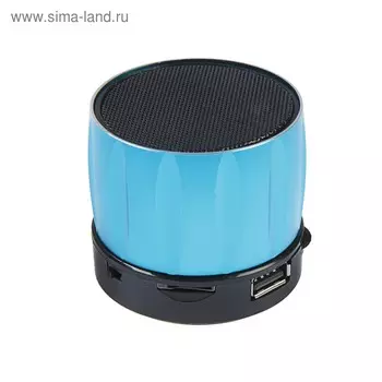 Портативная колонка Luazon Hi-Tech09, 3 Вт, 300 мАч, microSD, USB, корпус металл, синяя