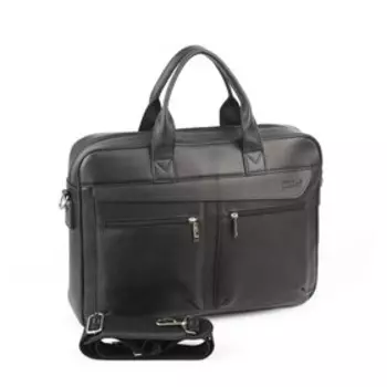 Портфель мужской, 41х11х32 см, отдел на молнии, 3 наружных кармана, регулируемый ремень, чёрный флотер