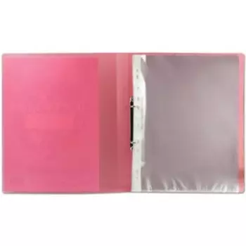 Портфолио школьника, папка, BRAUBERG, А4, 2 кольца, 20 вкладышей, красная, полупрозрачная