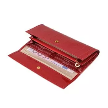 Портмоне, 2 отдела для купюр, для монет, для кредитных карт, цвет красный