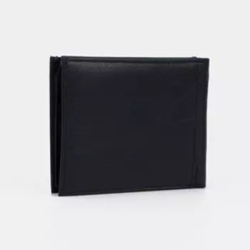 Портмоне без застёжки, для купюр, для карт, для монет, цвет чёрный