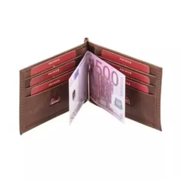 Портмоне M-53 с зажимом, без застёжки, коричневый, тёмный, пул-ап