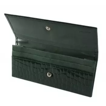 Портмоне (мод. 467) Nice, глянцевая кожа, цвет зелёный крокодил