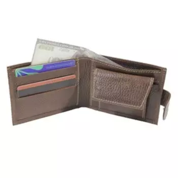 Портмоне мужское, кнопка, натуральная кожа, цвет коричневый флотер