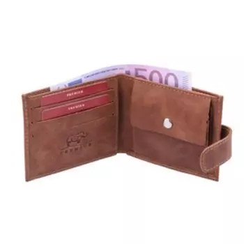 Портмоне мужское, отдел на клапане, цвет коричневый